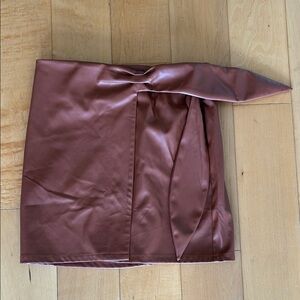 Brown Mini Wrap Skirt with Tie Front for Cocktail